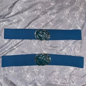 Deena & Ozzy Teal Clasp Broach Wide Belt